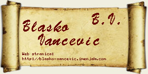Blaško Vančević vizit kartica